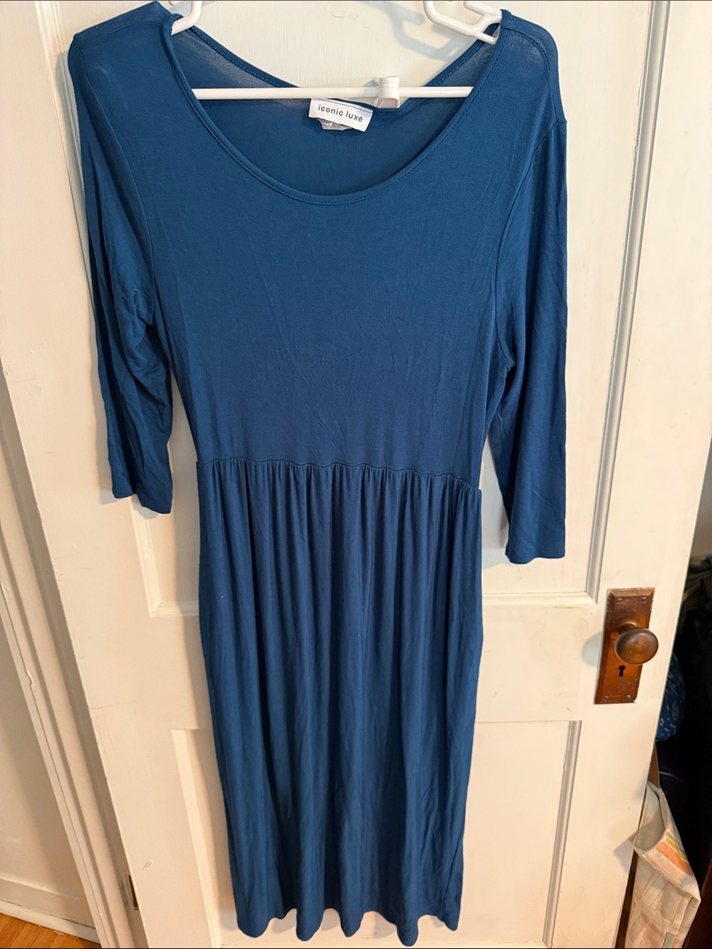 Iconic Luxe Teal Scoop-Neck Midi Dress